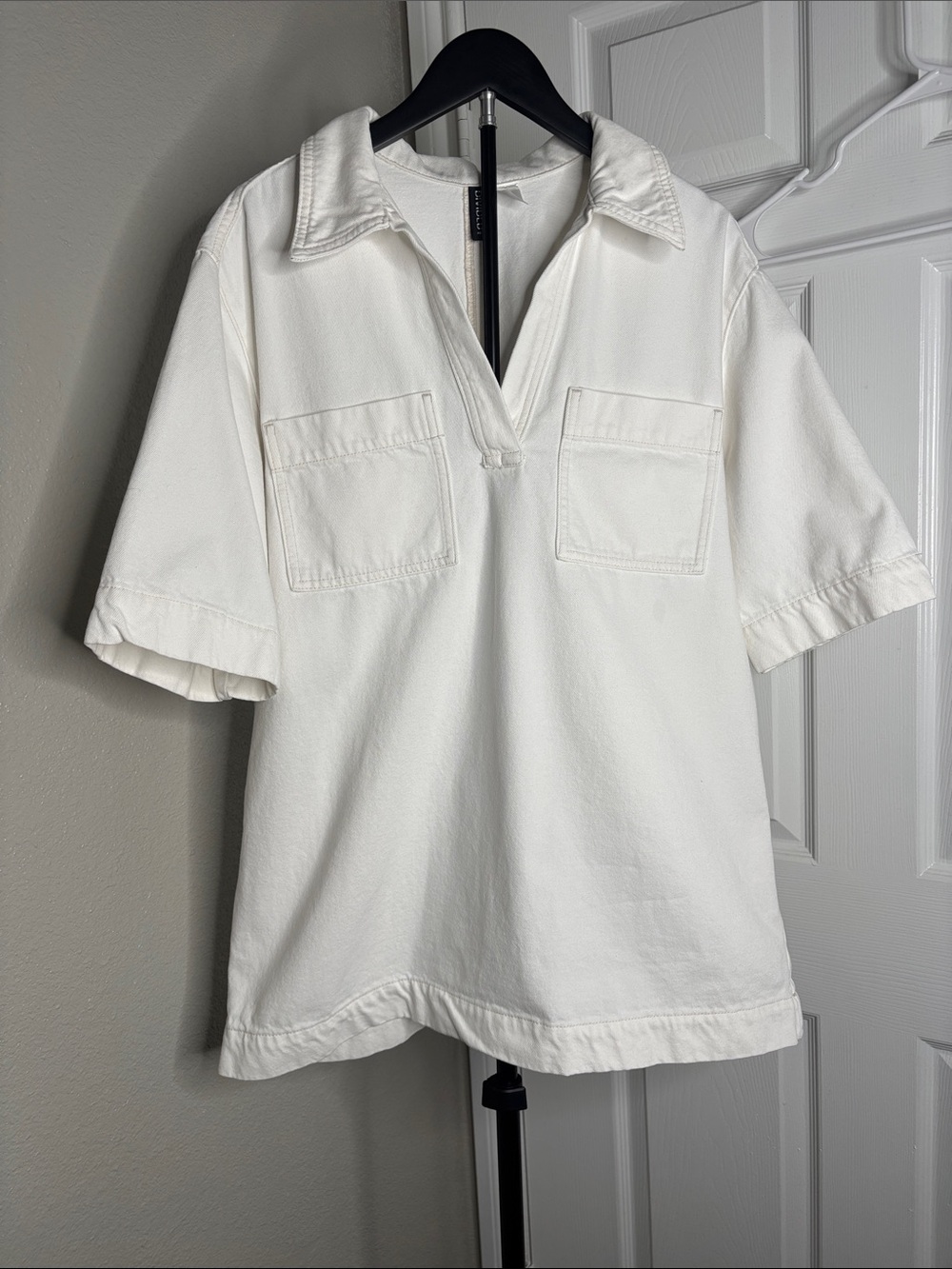 White Mini Dress with Polo Collar